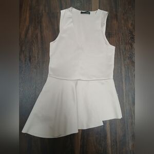 Zara‎ Tan Asymmetrical Peplum Dress